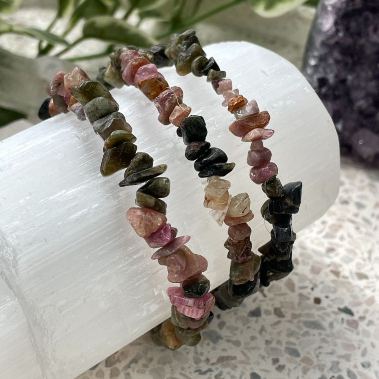 Watermelon Tourmaline Chip Bracelet Watermelon Tourmaline Chip Bracelet